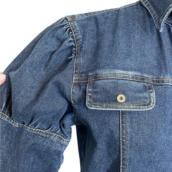 Vintage Ralph Ralph Lauren Blue Label Denim Dress Puff Shoulders Front Snaps 4 - Picture 6 of 16
